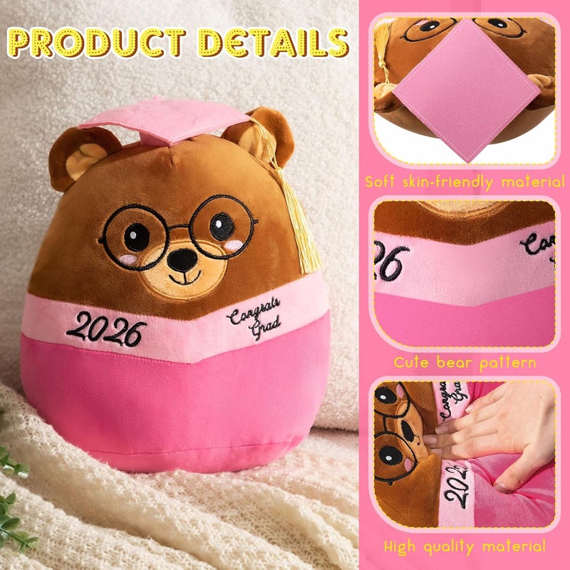 Blueweenly Graduation Bear 12 Inch Large Stuffed Animal Plush with Cap 2026 Graduation Gifts Bear for Her, for Him, for College, Present Gifts Celebratory Souvenir(Pink) - Image 3