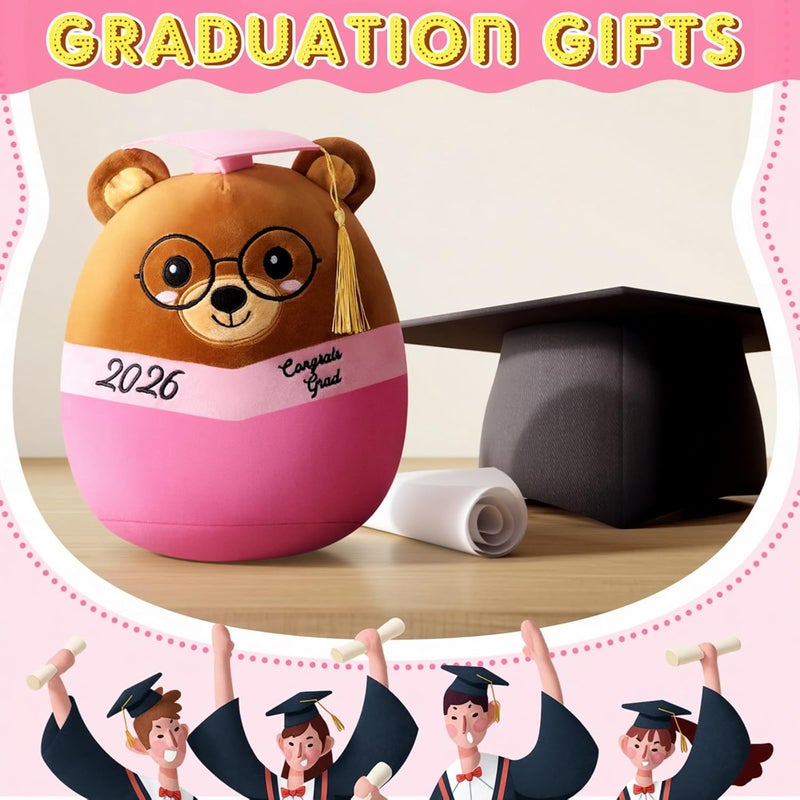 Blueweenly Graduation Bear 12 Inch Large Stuffed Animal Plush with Cap 2026 Graduation Gifts Bear for Her, for Him, for College, Present Gifts Celebratory Souvenir(Pink) - Image 4