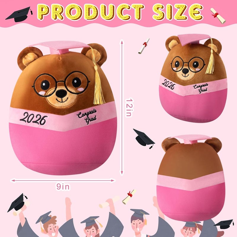 Blueweenly Graduation Bear 12 Inch Large Stuffed Animal Plush with Cap 2026 Graduation Gifts Bear for Her, for Him, for College, Present Gifts Celebratory Souvenir(Pink) - Image 2