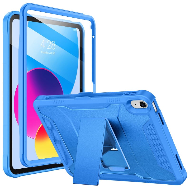 Soke Case for iPad A16 11th Generation 11inch 2025 iPad 10th Generation 109inch 2022 with Builtin Screen Protector and Kickstand Rugged Full Body Protective Cover Blue