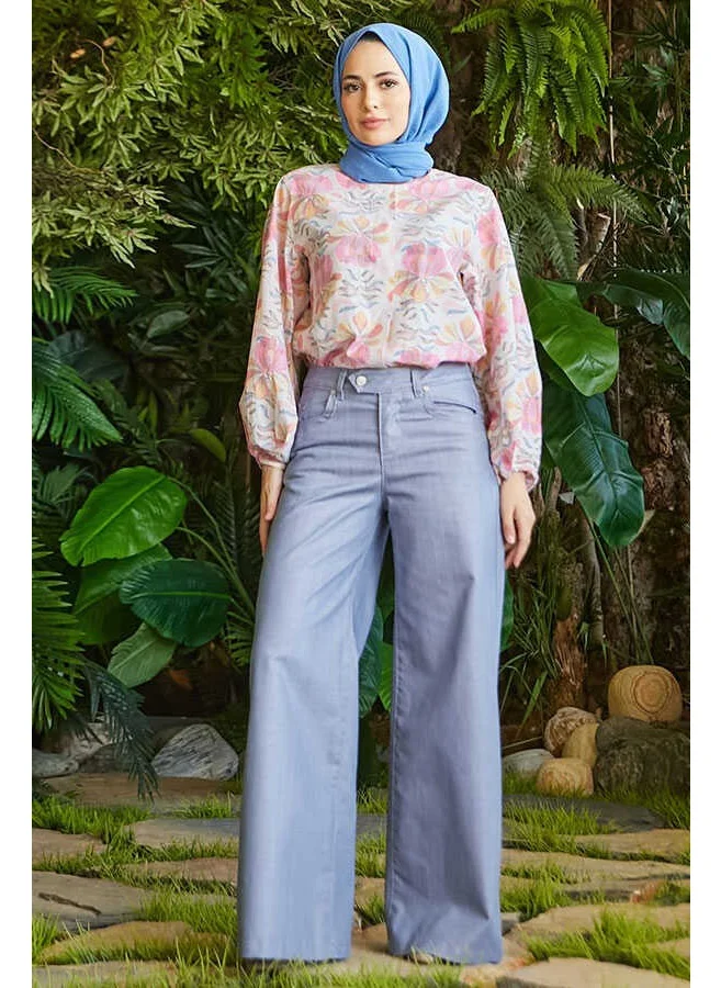 Neways 1067-WIDE LEGGED TROUSERS BLUE