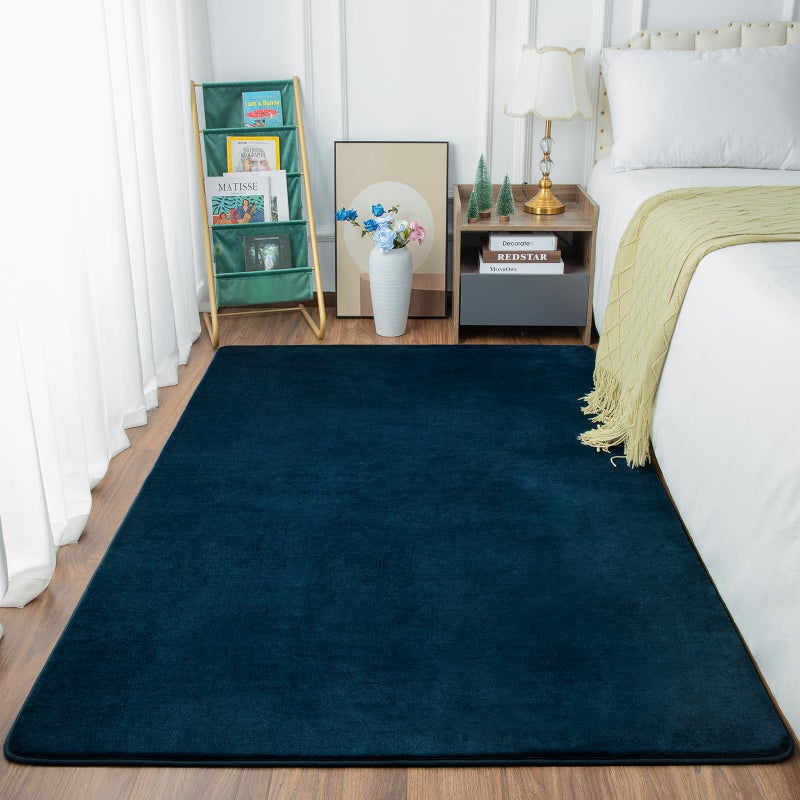 Przemy Washable Area Rug for Bedroom Living Room, 4x6 Feet Navy Blue Memory Foam Rugs, Super Soft Modern Indoor Carpet for Kids Room Boys Girls Dorm Bedside Nursery Decor Mat - Image 2