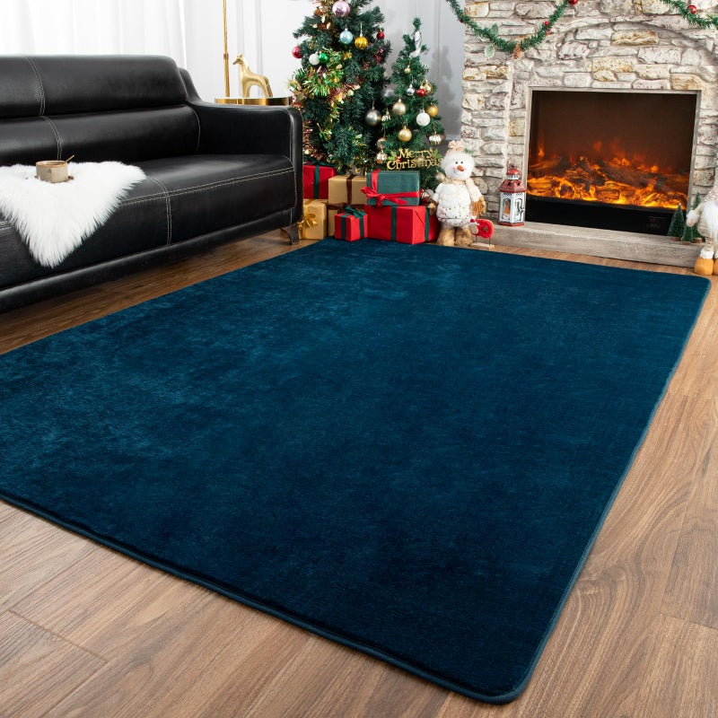 Przemy Washable Area Rug for Bedroom Living Room, 4x6 Feet Navy Blue Memory Foam Rugs, Super Soft Modern Indoor Carpet for Kids Room Boys Girls Dorm Bedside Nursery Decor Mat - Image 1
