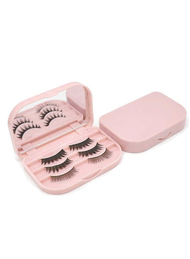 JYHi 3 Tier Eyelash Storage Case Lash Dime Organizer Holder Box with Mirror Makeup Cosmetic Travel Case Empty and Eyelash Tweezer False Lash Container (Pink) - Image 3