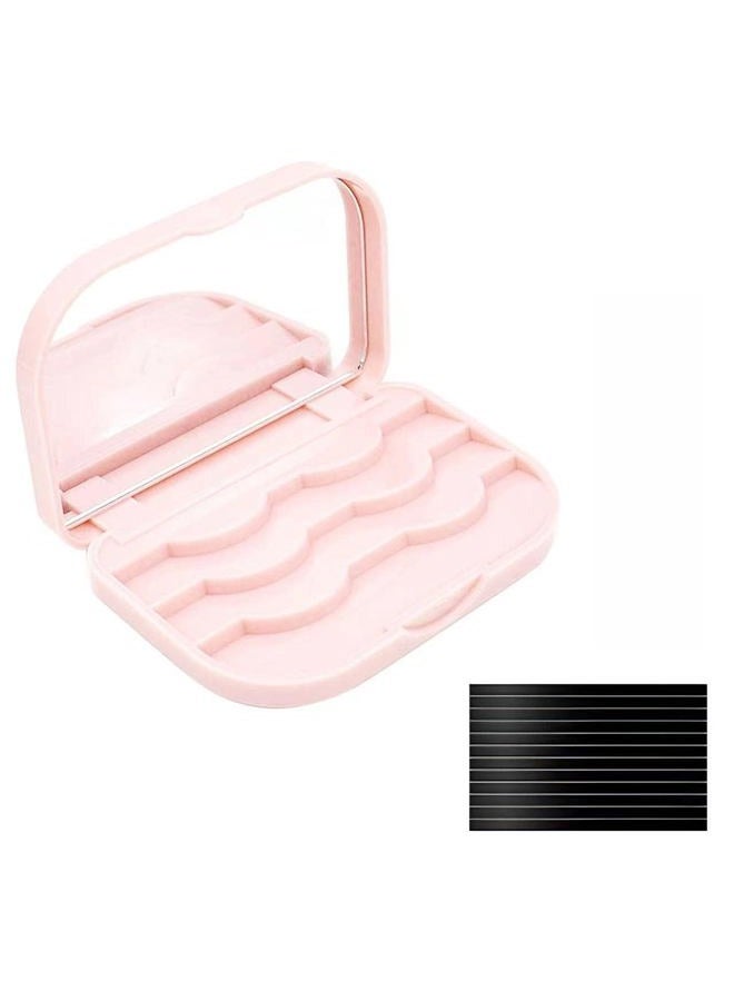 JYHi 3 Tier Eyelash Storage Case Lash Dime Organizer Holder Box with Mirror Makeup Cosmetic Travel Case Empty and Eyelash Tweezer False Lash Container (Pink) - Image 2
