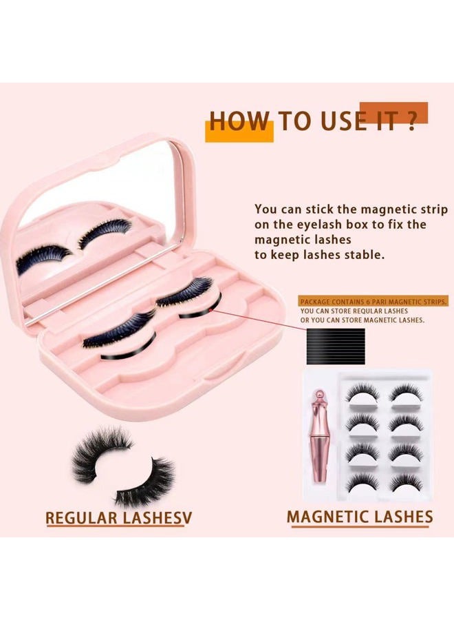 JYHi 3 Tier Eyelash Storage Case Lash Dime Organizer Holder Box with Mirror Makeup Cosmetic Travel Case Empty and Eyelash Tweezer False Lash Container (Pink) - Image 5