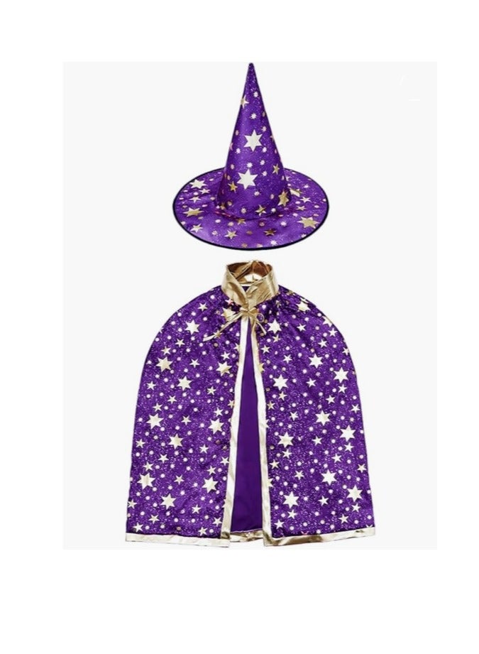 زي كيب الساحر للأطفال، 3-10 سنوات كيب الساحر والقبعة، مجموعة حفلة ملابس للأطفال - هالوين، كوسبلاي، اللباس - Image 1