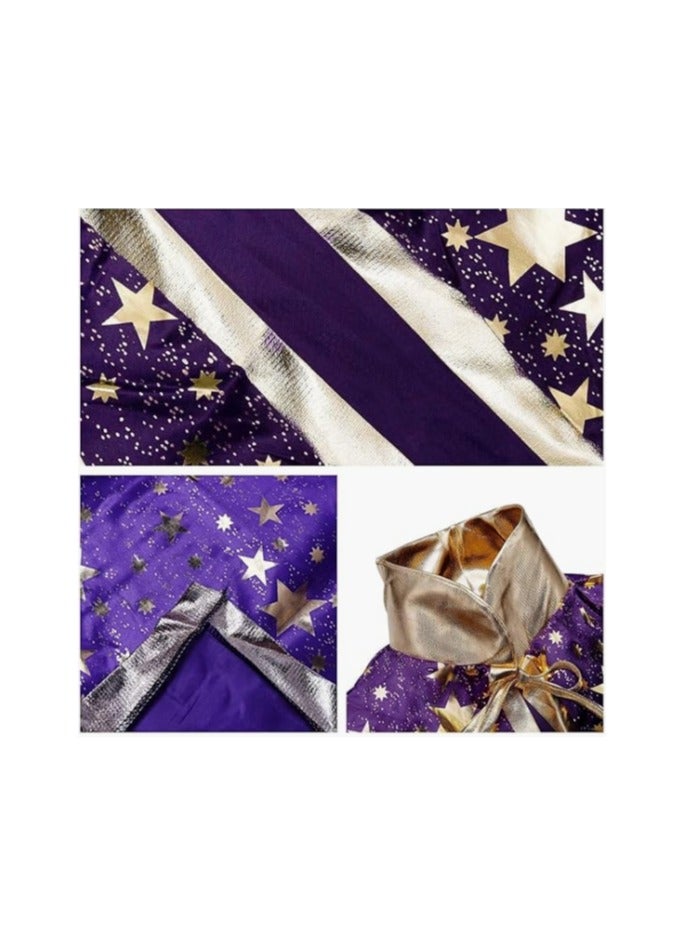 زي كيب الساحر للأطفال، 3-10 سنوات كيب الساحر والقبعة، مجموعة حفلة ملابس للأطفال - هالوين، كوسبلاي، اللباس - Image 4