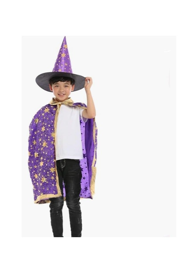 زي كيب الساحر للأطفال، 3-10 سنوات كيب الساحر والقبعة، مجموعة حفلة ملابس للأطفال - هالوين، كوسبلاي، اللباس - Image 5