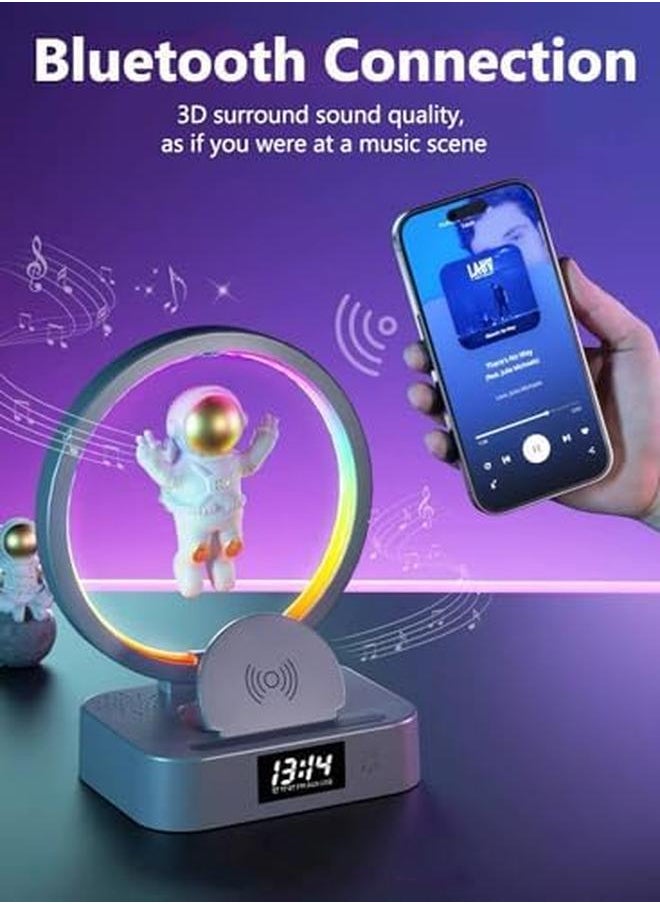 EqiEch - Bluetooth Speaker With Digital Alarm Clock Magnetic Levitation Bluetooth Speaker Wireless Charging Rgb Lighting Mini Radio For Bedroom Home Friends - Image 1