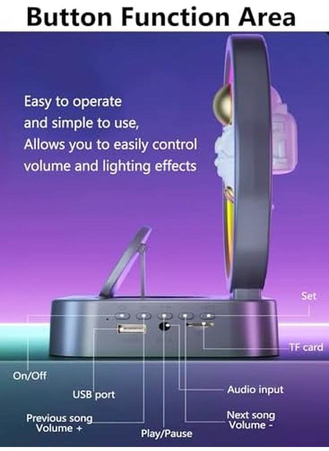 EqiEch - Bluetooth Speaker With Digital Alarm Clock Magnetic Levitation Bluetooth Speaker Wireless Charging Rgb Lighting Mini Radio For Bedroom Home Friends - Image 1