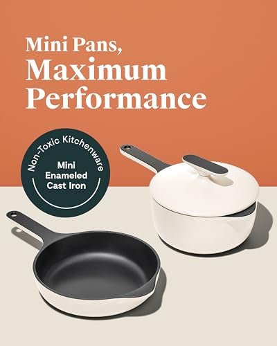 Caraway Cast Iron Skillet 8 Enameled Cast Iron Pan With 3 Layer Enamel Coating No Seasoning Required Compatible With All Stovetops Free From Forever Chemicals Light Mist - Image 3