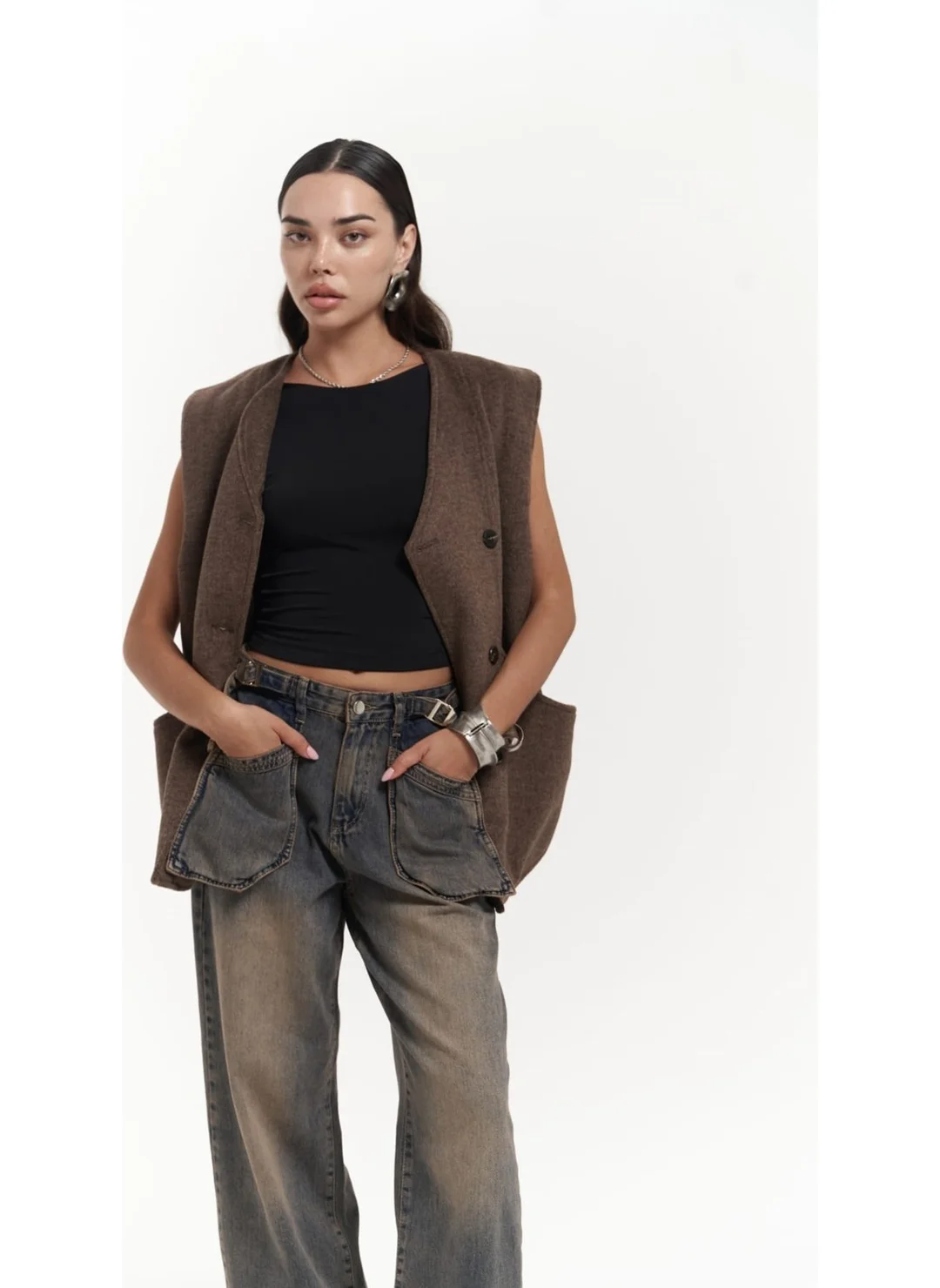 Mai Collection Colmar Brown Casual Cardigan