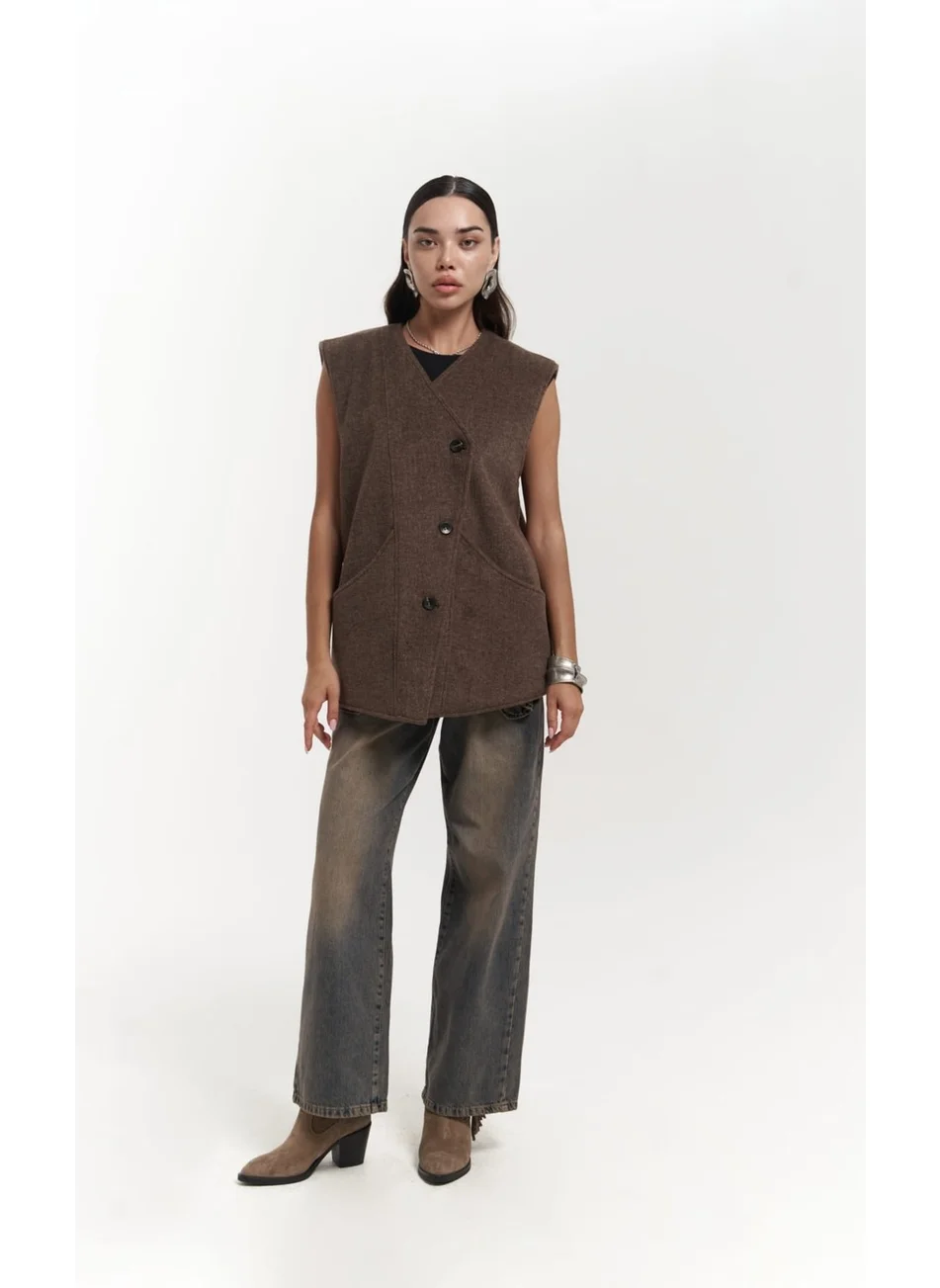 Mai Collection Colmar Brown Casual Cardigan