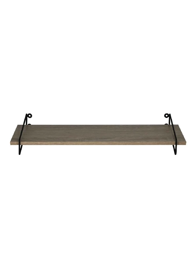 HONEYBEE Rectangular Metal and Wood Wall Mount Shelf Black and Brown 1.2 x 60 x 16 cm WSF194-1410