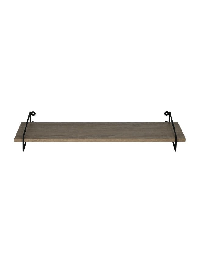 HONEYBEE Rectangular Metal and Wood Wall Mount Shelf Black and Brown 1.2 x 60 x 16 cm WSF194-1410  - Image 1