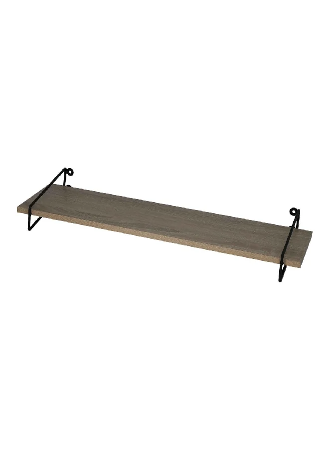 HONEYBEE Rectangular Metal and Wood Wall Mount Shelf Black and Brown 1.2 x 60 x 16 cm WSF194-1410