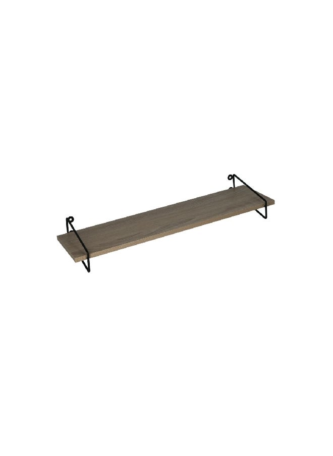 HONEYBEE Rectangular Metal and Wood Wall Mount Shelf Black and Brown 1.2 x 60 x 16 cm WSF194-1410  - Image 2