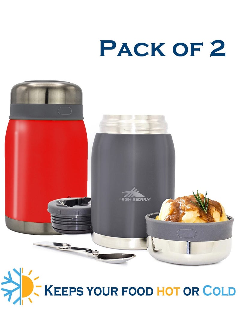 HIGH SIERRA - Hot Thermos Double Wall Insulated Stainless Steel Food Jar with Leak-Proof Lid and Spoon 710ml - Image 1