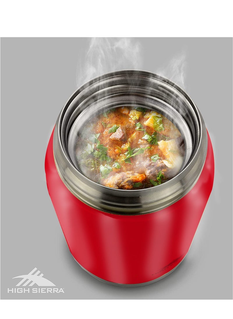 HIGH SIERRA - Hot Thermos Double Wall Insulated Stainless Steel Food Jar with Leak-Proof Lid and Spoon 710ml - Image 1