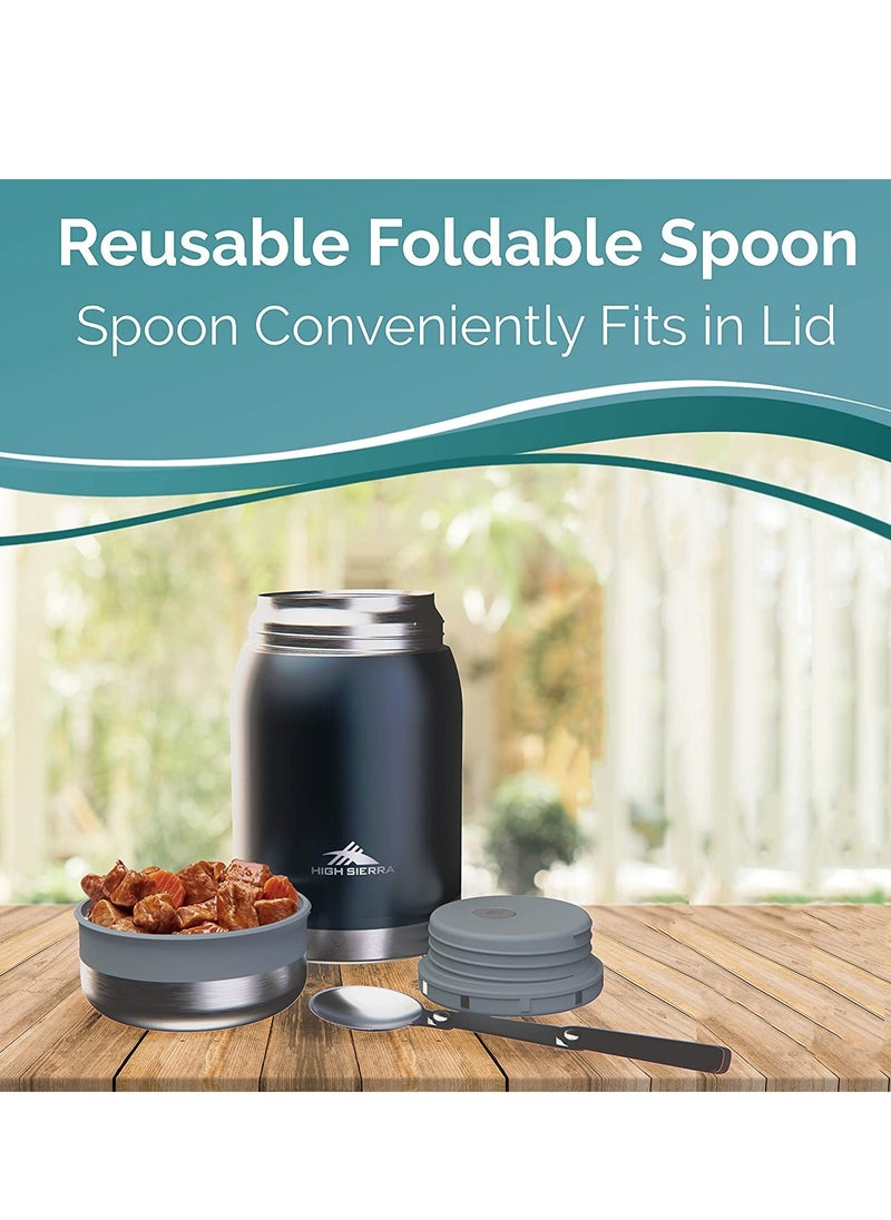 HIGH SIERRA - Hot Thermos Double Wall Insulated Stainless Steel Food Jar with Leak-Proof Lid and Spoon 710ml - Image 1