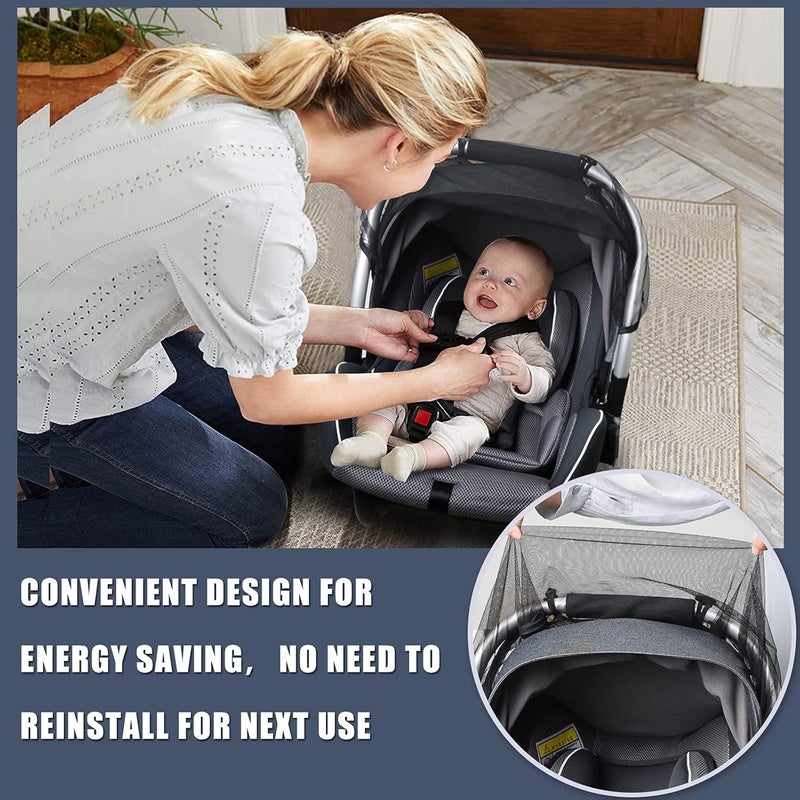 Sysmie Baby Mosquito Net for Infant Car Seats,Infant Stroller and Bassinets, Carrier,Breathable with Elastic Netting for Easy Fitting, Portable Durable & Long Lasting Infant Insect Shield Netting (Black - Image 4