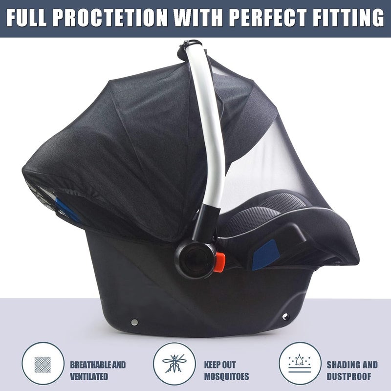 Sysmie Baby Mosquito Net for Infant Car Seats,Infant Stroller and Bassinets, Carrier,Breathable with Elastic Netting for Easy Fitting, Portable Durable & Long Lasting Infant Insect Shield Netting (Black - Image 3