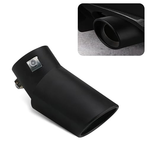 Fluher 1 PC Car Exhaust Pipe Muffler 551 x 259 Curved Stainless Steel Screw Connection Polished Tailpipe Noise Protection Retrofit Replacement Parts Suitable for Most Car Models Black