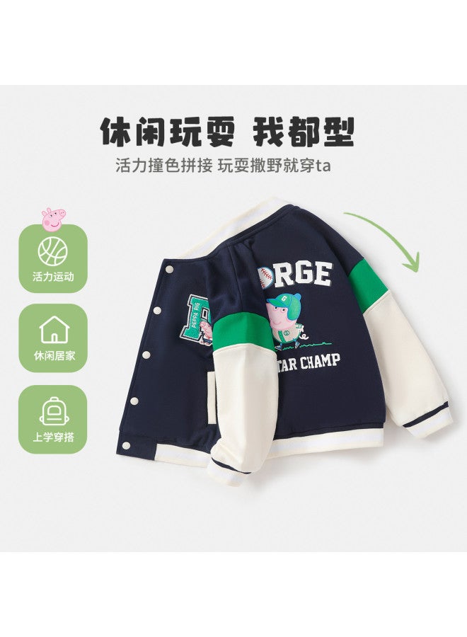 Peppa Pig spring Fashion Unisex Kids' Baseball Jacket - Versatile Open-front Cardigan Coat For Babies & Toddlers - Image 3