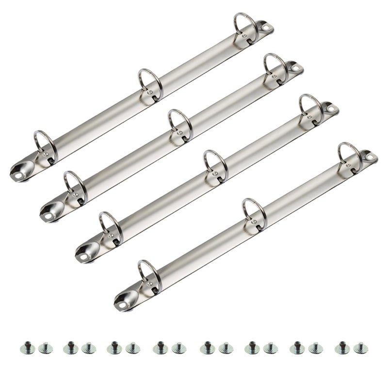 KFZDCG 4 Pack Letter Size Ring Binder Mechanism, Metal 3 Ring Binders Ring Replacement Kit, Loose Leaf Binding Spines Combs for Organizers DIY Planners(Silver) - Image 1