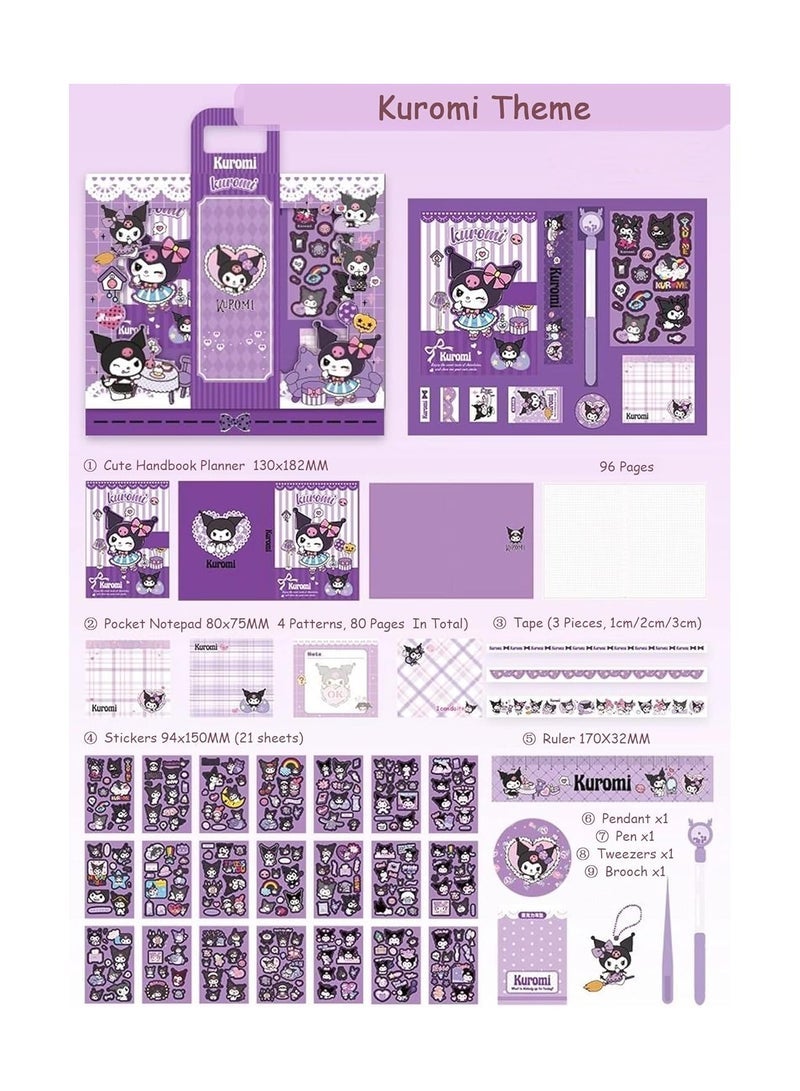 general Kuromi Stationery Set - Booklet Planner, Pocket Notepad, Tape, Ruler, Pen and Stickers - Perfect Birthday Gift for Girls aged 4-12 years old, Ideal Back to School Gift for Kids! - Image 2