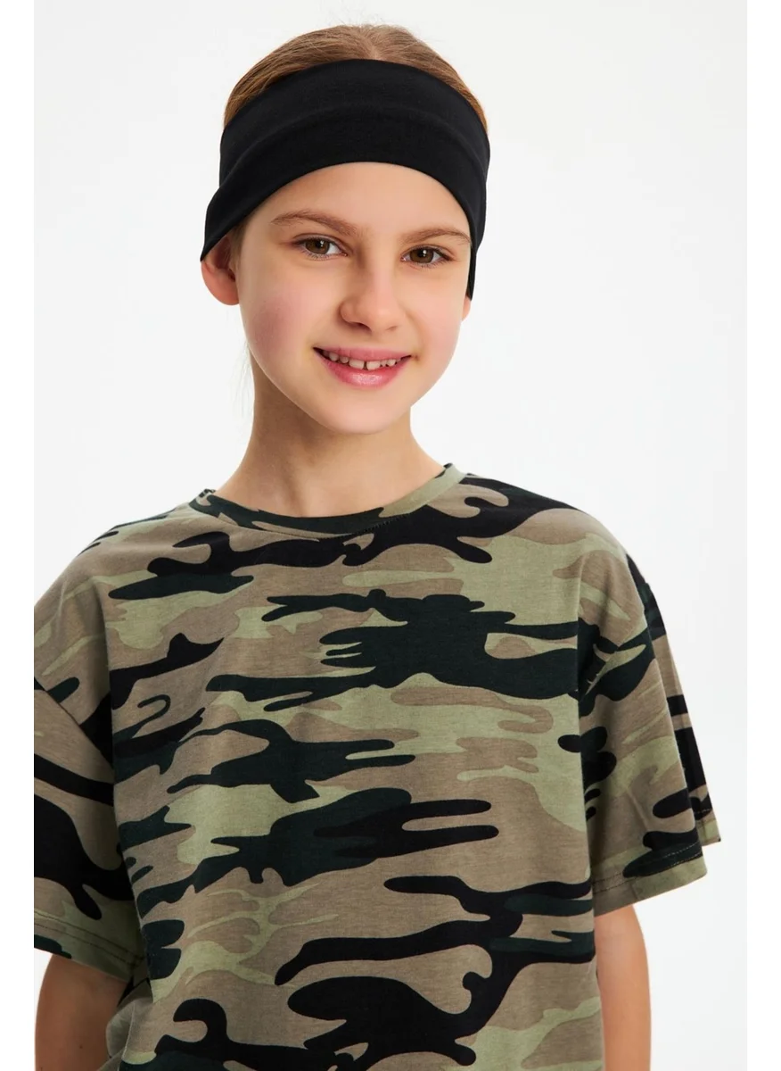 Babygiz Black-Camouflage Girls Cotton Combed T-Shirt Bandana Set of 2 - Sports Comfortable Best Of Collection 5