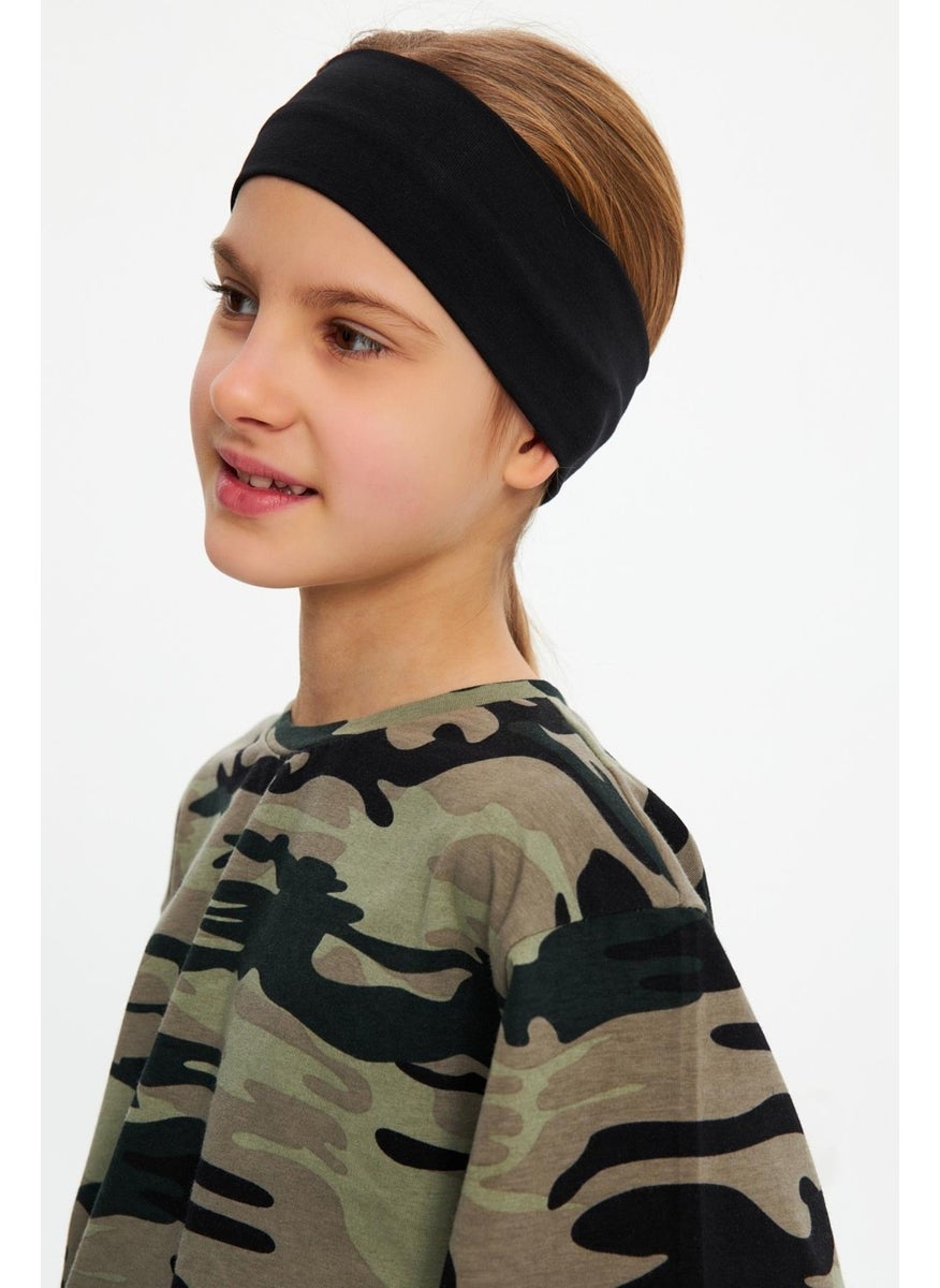 Babygiz Black-Camouflage Girls Cotton Combed T-Shirt Bandana Set of 2 - Sports Comfortable Best Of Collection 5  - Image 2