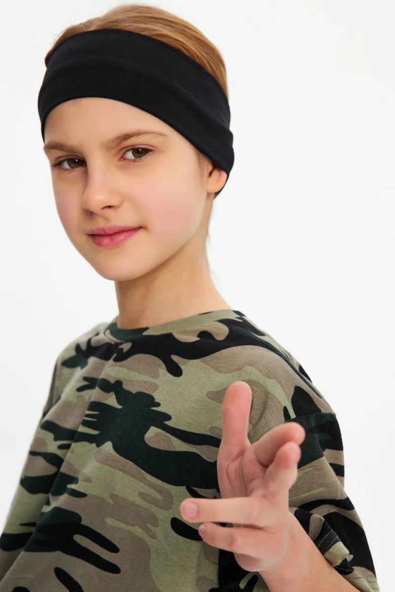 بيبيجيز Black-Camouflage Girls Cotton Combed T-Shirt Bandana Set of 2 - Sports Comfortable Best Of Collection 5