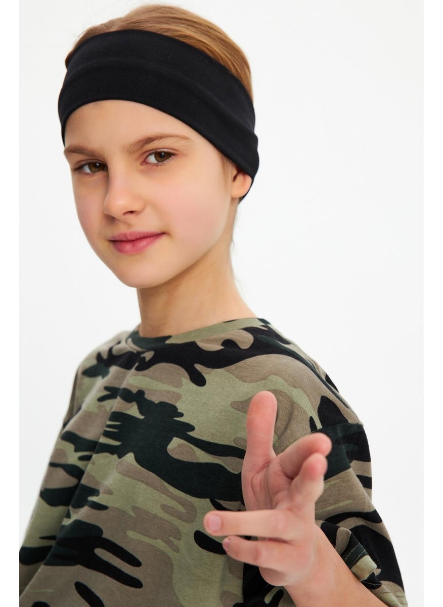 Babygiz Black-Camouflage Girls Cotton Combed T-Shirt Bandana Set of 2 - Sports Comfortable Best Of Collection 5  - Image 3