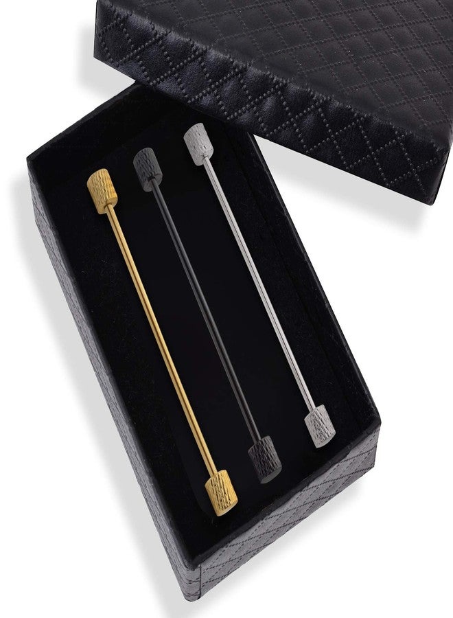 YYBONNIE 3PCS Brass Cylinder Head Men's Collar Bar Pins Shirts Tie Pins Necktie Pin Lapel Stick Collar Brooch - Image 4