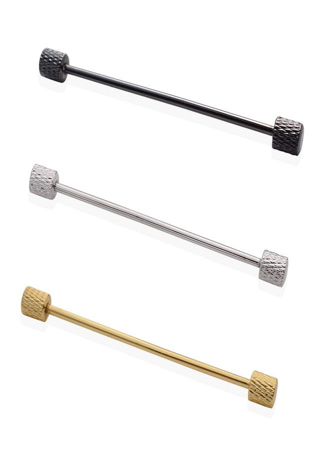 YYBONNIE 3PCS Brass Cylinder Head Men's Collar Bar Pins Shirts Tie Pins Necktie Pin Lapel Stick Collar Brooch - Image 1