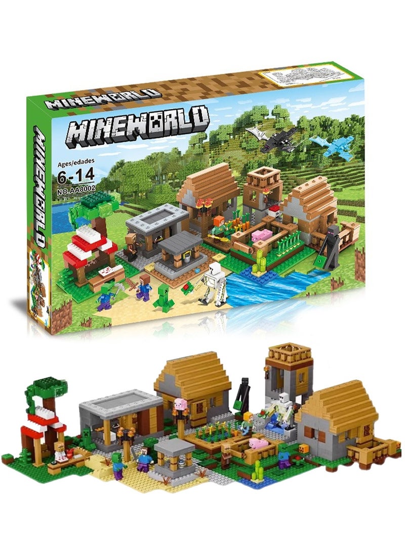 Minecraft Game Blocks,The Deluxe Village Building Block Set with Children's Educational Game Accessories, Miniature World Building Toys Cube Construction, Puzzle Building Block Family Par - Image 1