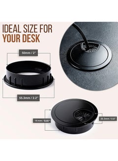 2 Pcs Metal Desk Grommet 2 Inch (50 mm) Black Zinc Alloy Metallic Desk Cord Hole Cover to Arrange Cables & Wires Through Computer Table/Countertops - pzsku/ZA84069885F1283B37FC2Z/45/_/1727676551/f2c551f4-ea23-4c5a-ab71-db0459ef44c0