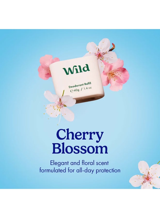 Wild Refillable, Natural Deodorant with Case Cherry Blossom Refill 40g - Image 3