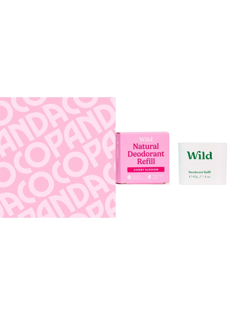 Wild Refillable, Natural Deodorant with Case Cherry Blossom Refill 40g - Image 2