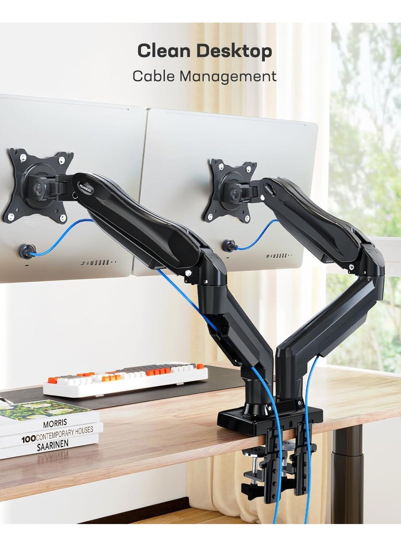 حامل شاشة مزدوج بذراع غاز – يناسب شاشات الكمبيوتر المسطحة والمنحنية من 13 حتى 27 بوصة، فيسا 75×75 / 100×100 ملم - Image 2