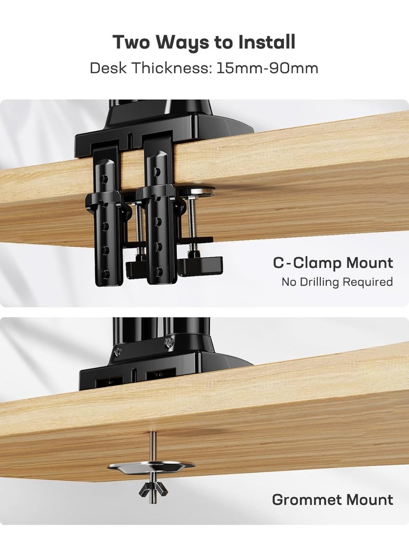 حامل شاشة مزدوج بذراع غاز – يناسب شاشات الكمبيوتر المسطحة والمنحنية من 13 حتى 27 بوصة، فيسا 75×75 / 100×100 ملم - Image 5