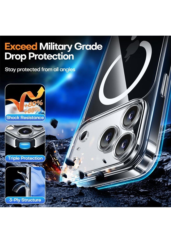 Magnetic Compatible with iPhone 17 Pro Max Case Clear, Upgraded [Full Camera Protection] [Compatible with Magsafe] Non-Yellowing Protective Shockproof Bumper Phone Cover 6.9 Inch - Clear - Image 5