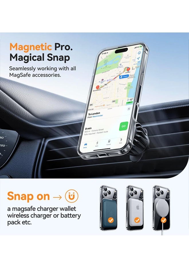 Magnetic Compatible with iPhone 17 Pro Max Case Clear, Upgraded [Full Camera Protection] [Compatible with Magsafe] Non-Yellowing Protective Shockproof Bumper Phone Cover 6.9 Inch - Clear - Image 4