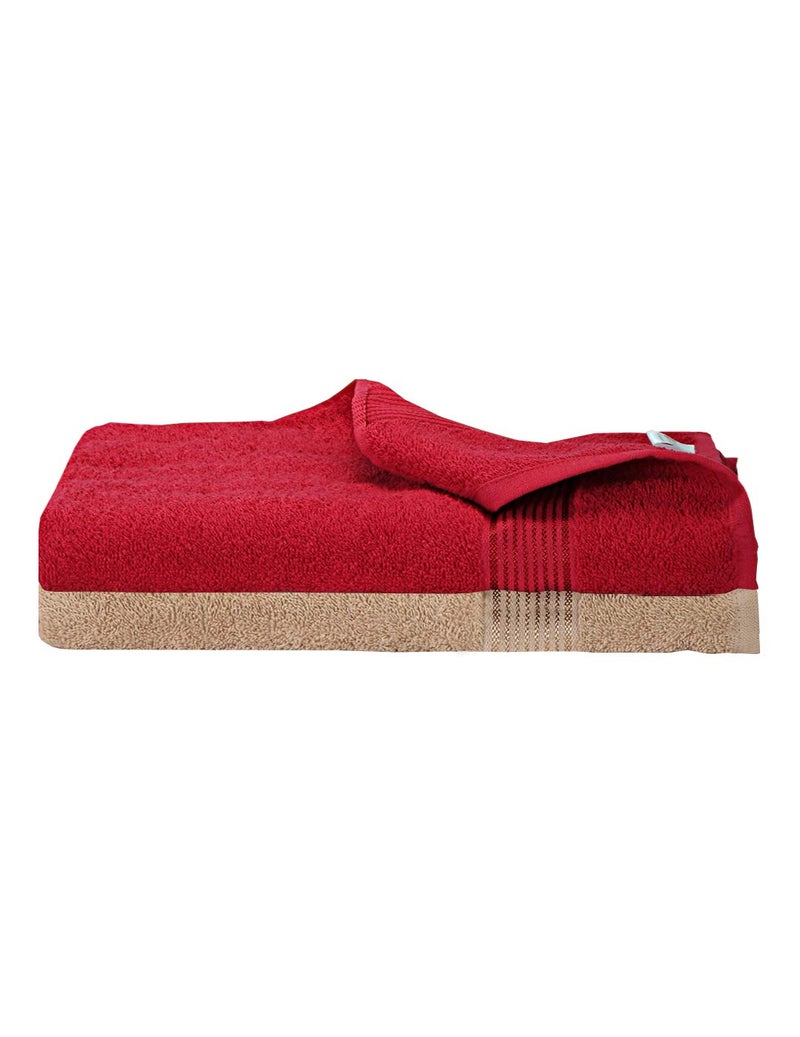 KOPA by Bianca 400 GSM 100% Cotton Soft Terry Towel l 2pc Bath Towel l Towel Bath l Head Bath Towel for Women l D`Ross l Red-Taupe - Image 1