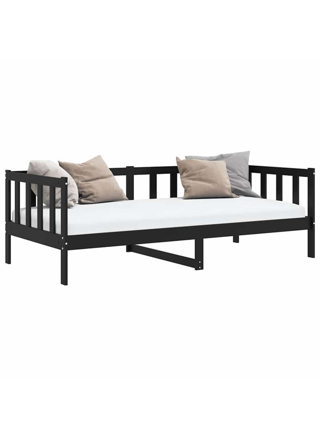 vidaxl Day Bed without Mattress Black Solid Wood Pine 90x200cm 806944 - Image 4