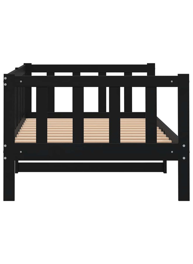 vidaxl Day Bed without Mattress Black Solid Wood Pine 90x200cm 806944 - Image 5