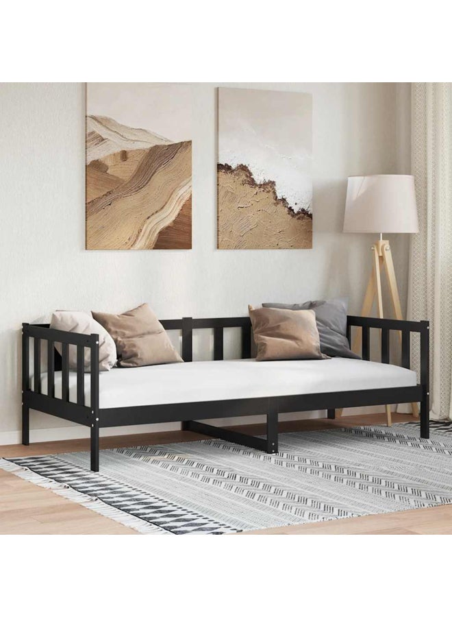 vidaxl Day Bed without Mattress Black Solid Wood Pine 90x200cm 806944 - Image 2