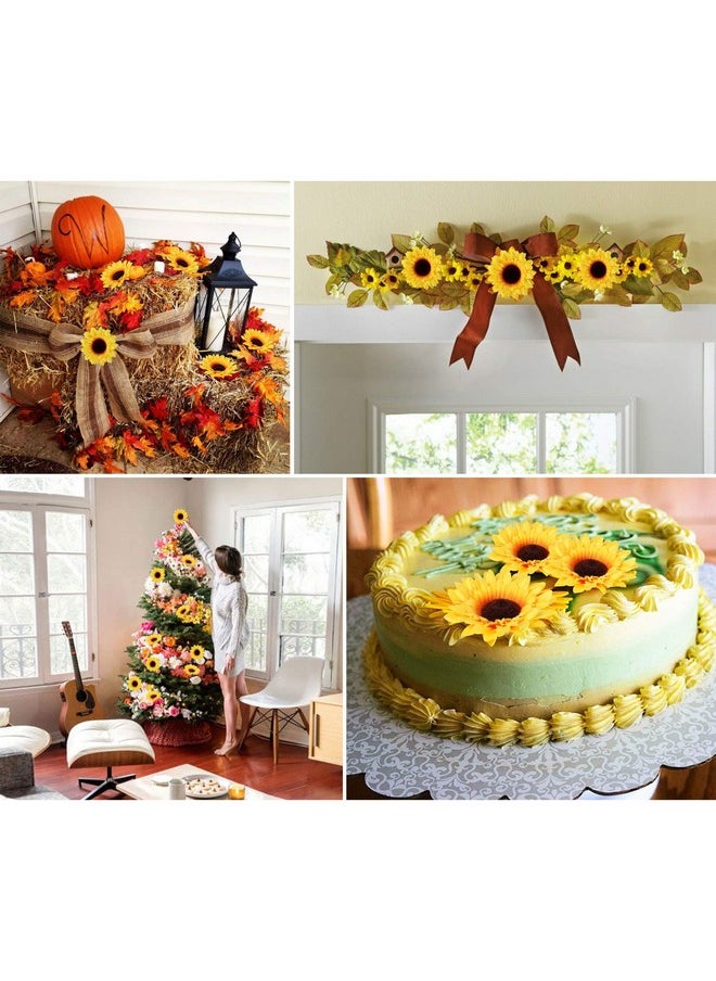 AmyHomie - AmyHomie 40pcs 3.5" Artificial Silk Yellow Sunflower Heads Fabric Floral for Baby Shower Home Decoration Wedding Decor, Bride Holding Flowers,DIY Garden Craft Art Decor - Image 1
